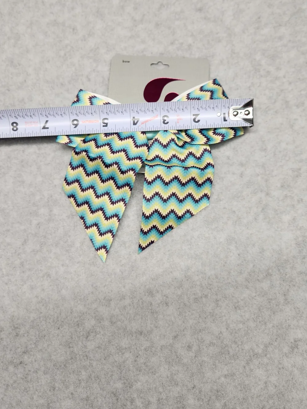 3 Pack-Chevron Pattern Hair Bow in Aqua, Yellow & Navy